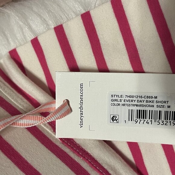 NWT Vineyard Vines Girls' Everyday Bike Short Cranberry Stripe Size Medium 10-12 - Picture 11 of 11